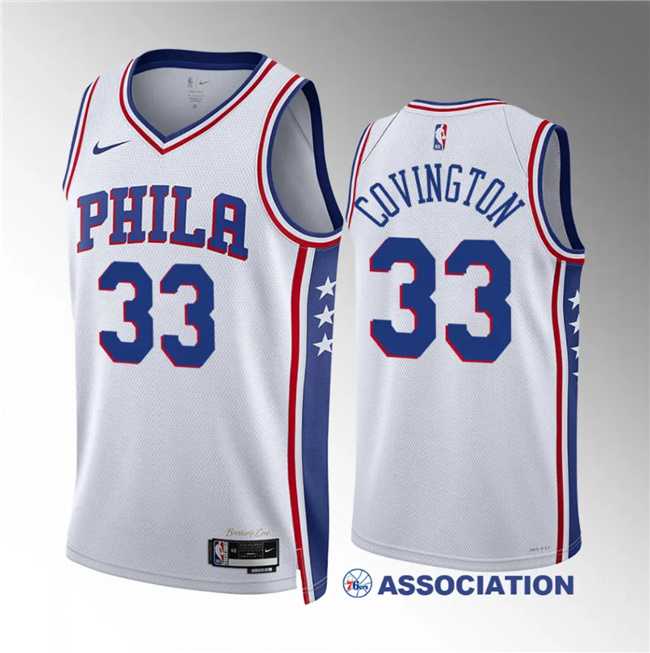 Mens Philadelphia 76ers #33 Robert Covington White Association Edition Stitched Jersey Dzhi